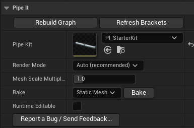 The Pipe It category in the details panel